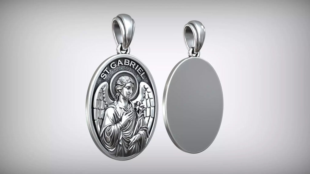 St. Gabriel Medallion Pendant | 999 Fine Silver 30mm | Handmade USA