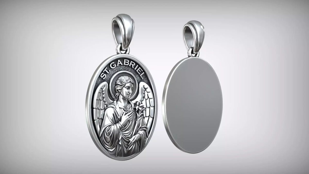St. Gabriel Medallion Pendant | 999 Fine Silver 30mm | Handmade USA