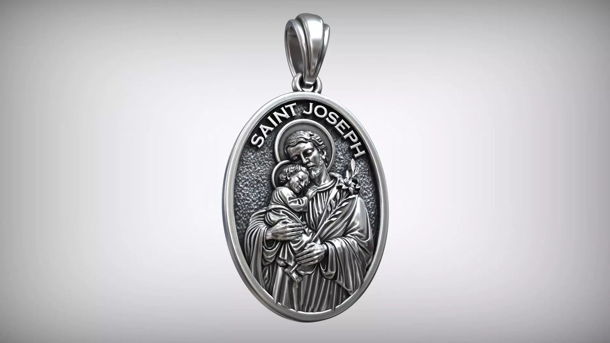 St. Joseph Medallion Pendant | 999 Fine Silver 30mm | Handmade USA