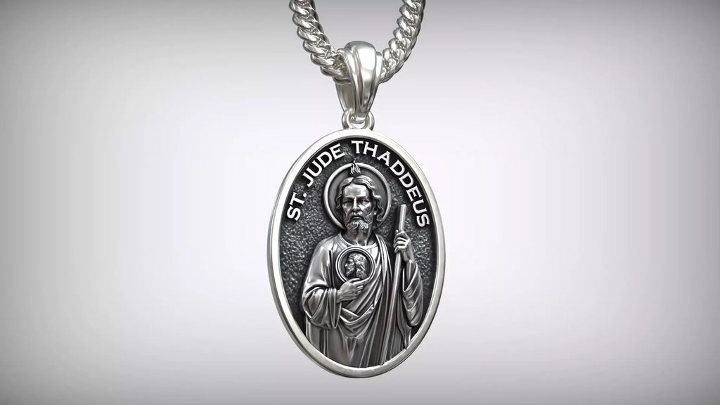 St. Jude Medallion Pendant | 999 Fine Silver 30mm | Handmade USA