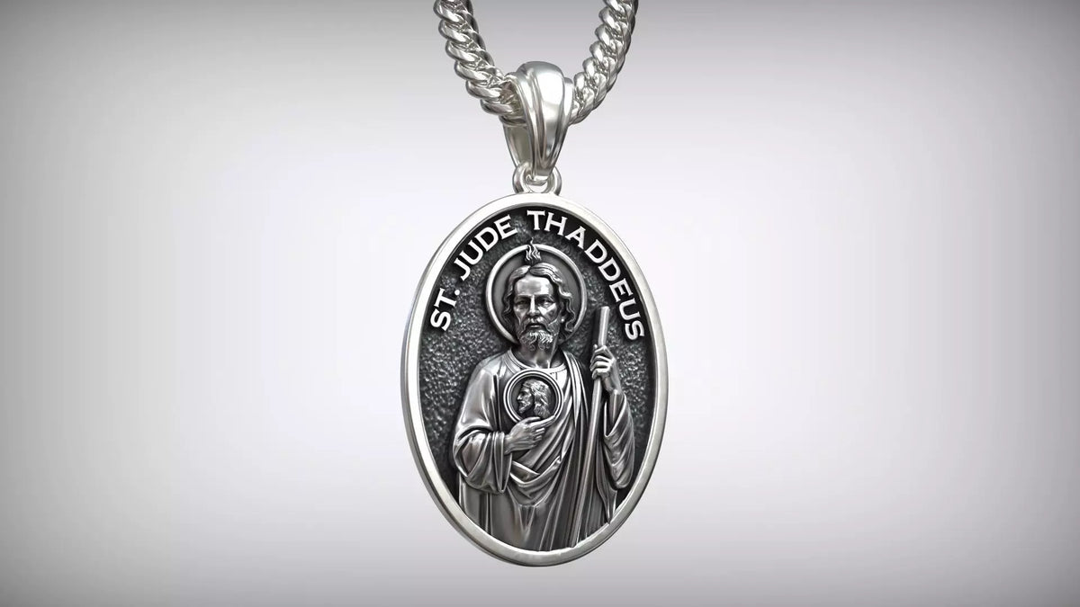 St. Jude Medallion Pendant | 999 Fine Silver 30mm | Handmade USA