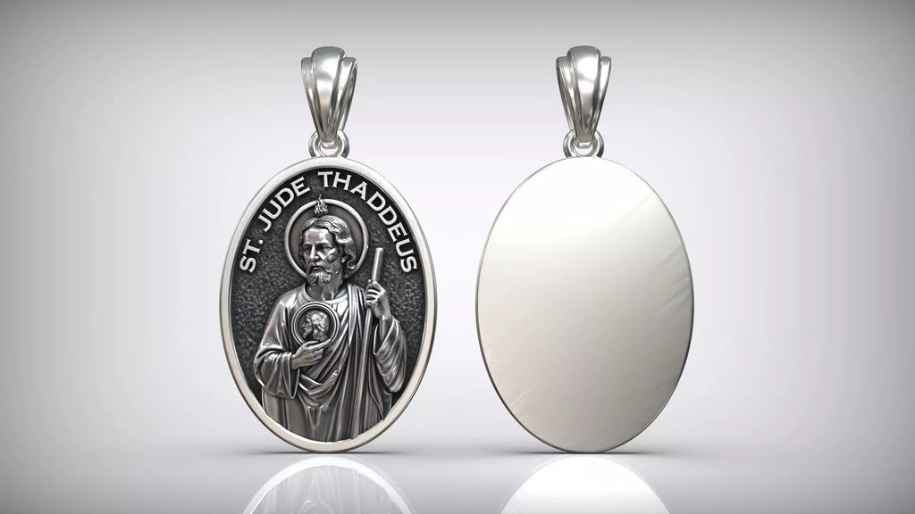 St. Jude Medallion Pendant | 999 Fine Silver 30mm | Handmade USA