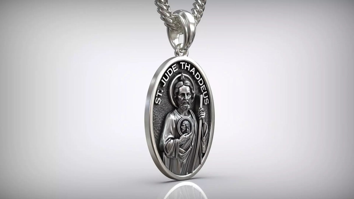 St. Jude Medallion Pendant | 999 Fine Silver 30mm | Handmade USA
