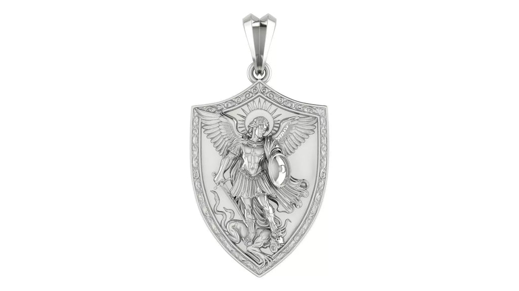 St. Michael Shield Pendant | 999 Fine Silver 25mm