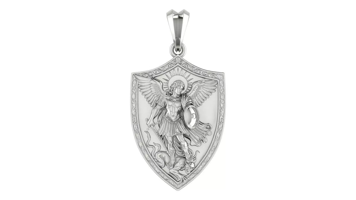 St. Michael Shield Pendant | 999 Fine Silver 25mm