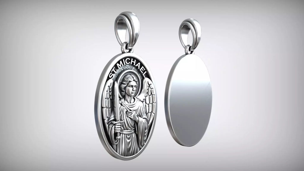 St. Michael Medallion Pendant | 999 Fine Silver 30mm | Handmade USA