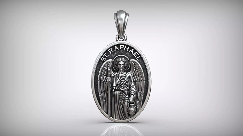 St. Raphael Medallion Pendant | 999 Fine Silver 30mm | Handmade USA