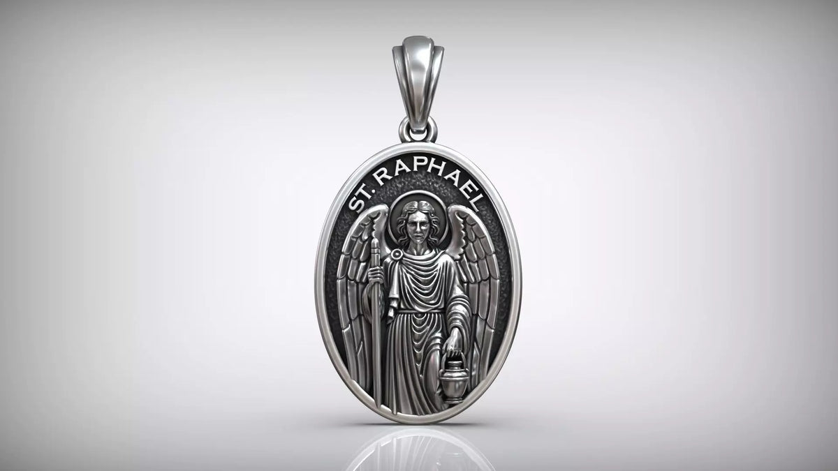 St. Raphael Medallion Pendant | 999 Fine Silver 30mm | Handmade USA