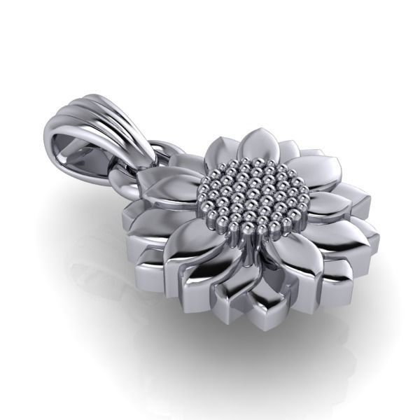 Sunflower Pendant | 999 Fine Silver 23mm | Handmade USA