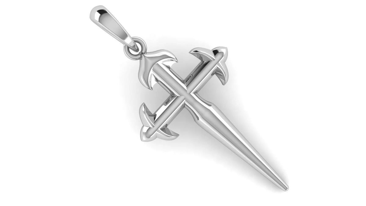 Dagger Cross Pendant | 999 Fine Silver 30mm | Handmade USA
