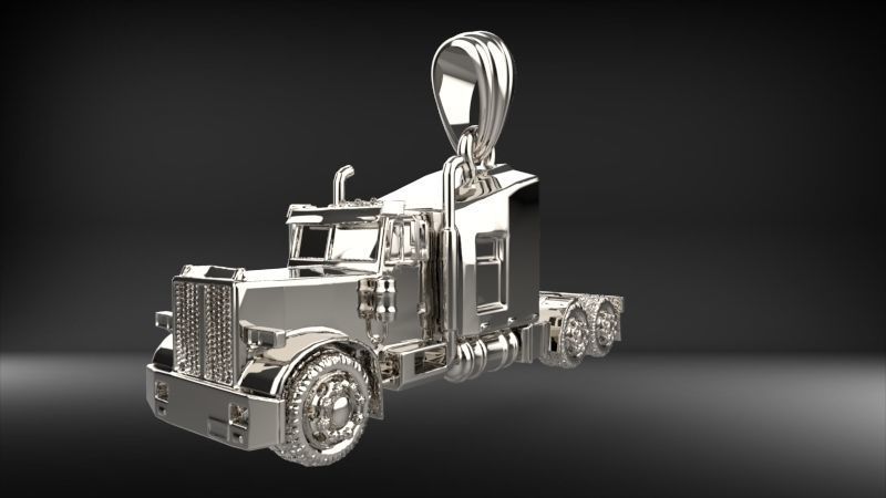 Semi Truck Tractor Pendant | 999 Fine Silver 33mm | Handmade USA