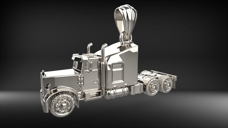 Semi Truck Tractor Pendant | 999 Fine Silver 33mm | Handmade USA