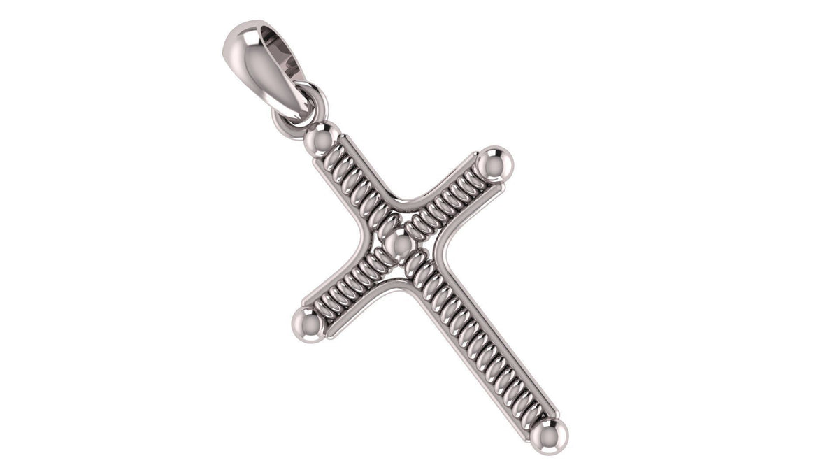 Coiled-Wire Style Cross Pendant | 999 Fine Silver