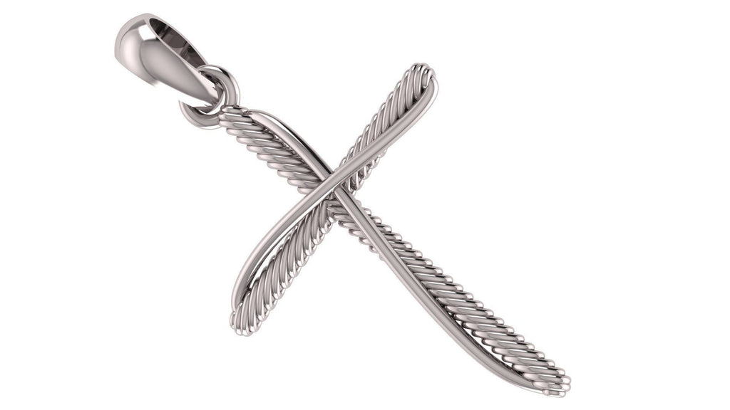 Twisted Wire Cross Pendant | 999 Fine Silver 30mm | Handmade USA