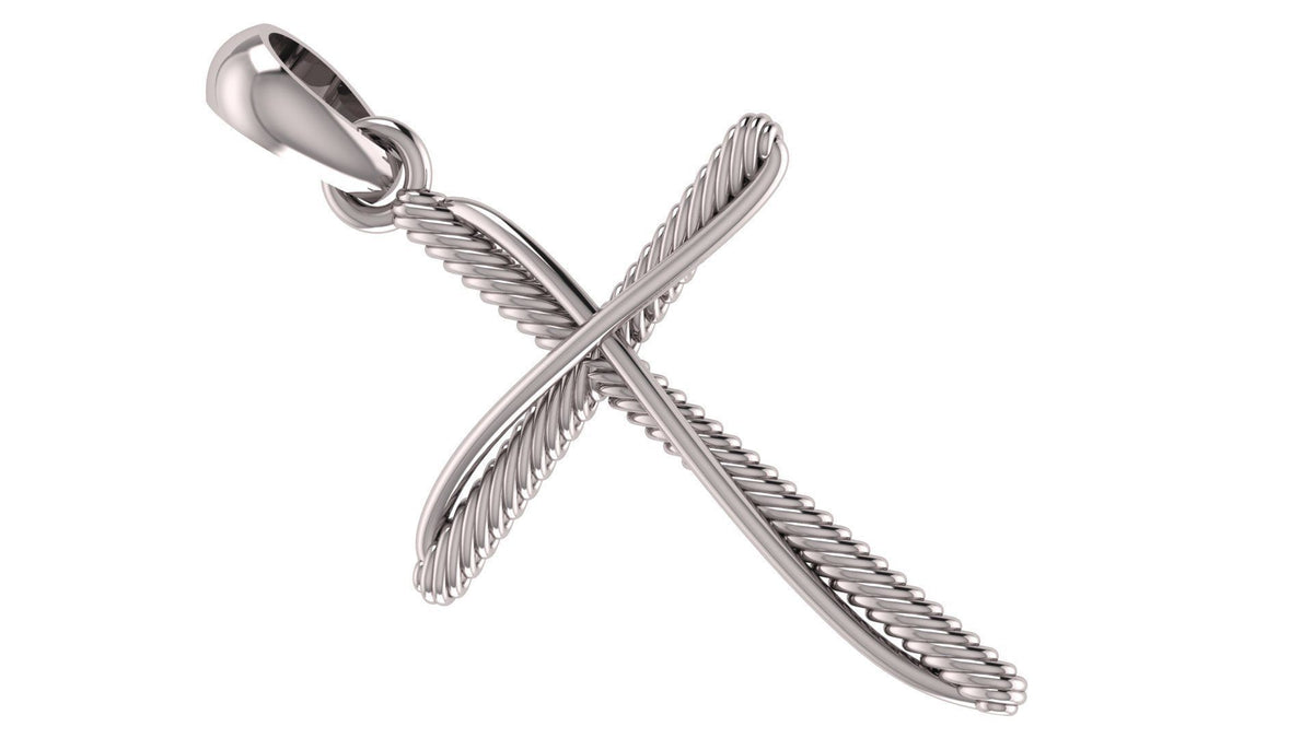 Twisted Wire Cross Pendant | 999 Fine Silver 30mm | Handmade USA