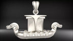 Viking Ship Pendant | 999 Fine Silver 34mm | Handmade USA