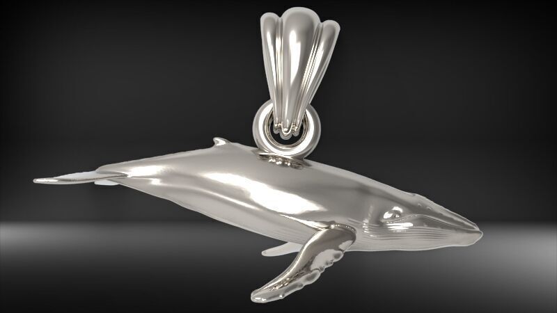 Humpback Whale Pendant | 999 Fine Silver 25mm | Handmade USA