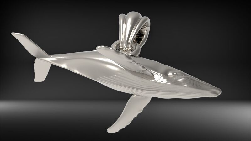 Humpback Whale Pendant | 999 Fine Silver 25mm | Handmade USA