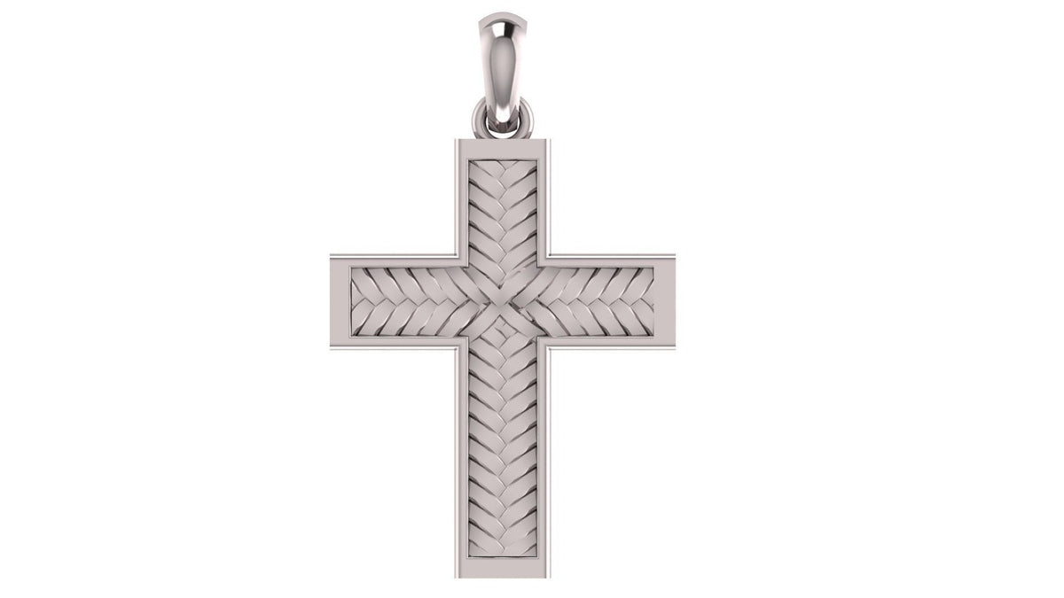Basket Weave Cross Pendant | 999 Fine Silver 30mm | Handmade USA