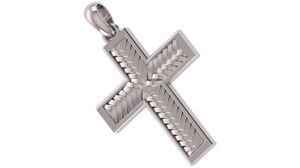 Basket Weave Cross Pendant | 999 Fine Silver 30mm | Handmade USA
