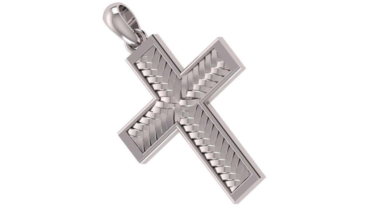 Basket Weave Cross Pendant | 999 Fine Silver 30mm | Handmade USA
