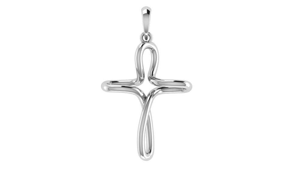 Modern Wire Cross Pendant 999 Fine Silver
