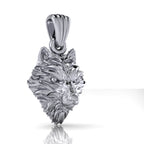 Wolf Head Pendant | 999 Fine Silver 17.5mm | Handmade USA