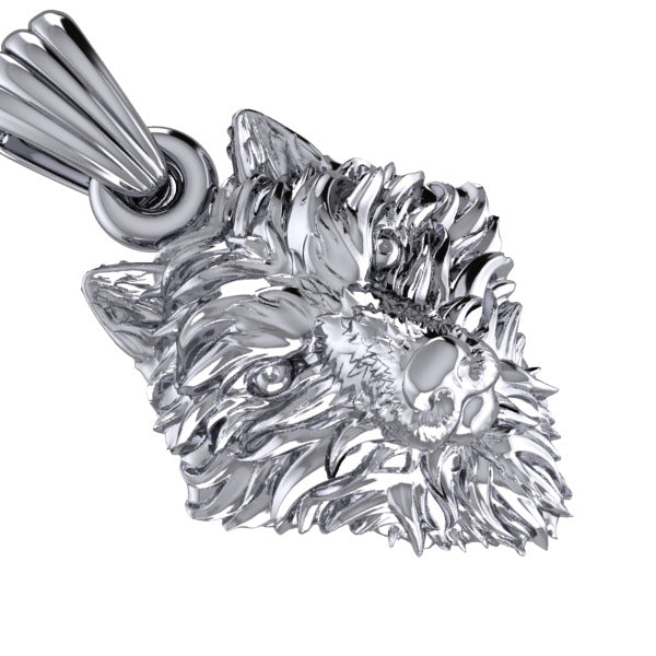 Wolf Head Pendant | 999 Fine Silver 17.5mm | Handmade USA