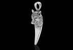 Wolf Head & Fang Pendant | 999 Fine Silver 32mm | Handmade USA