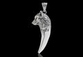 Wolf Head & Fang Pendant | 999 Fine Silver 32mm | Handmade USA