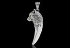 Wolf Head & Fang Pendant | 999 Fine Silver 32mm | Handmade USA